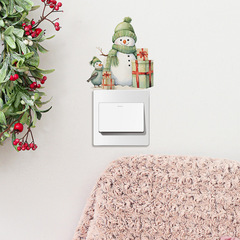 外貿卡通雪人聖誕禮物開關貼兒童臥室家居裝飾牆貼貼紙自粘批發