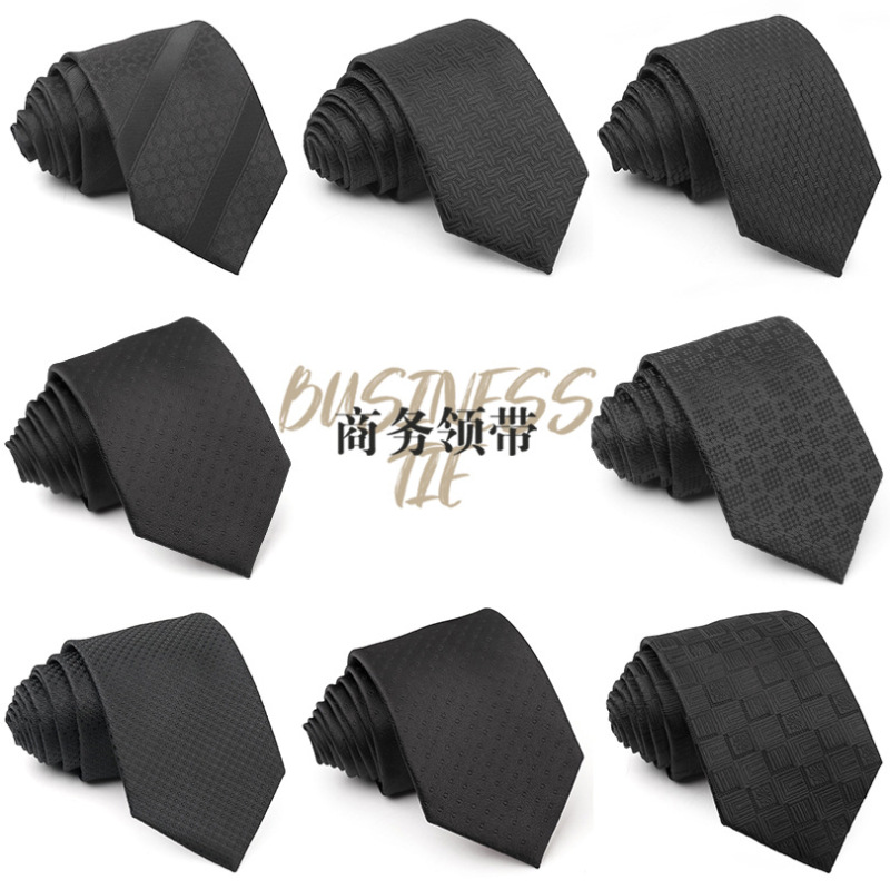 New Black series men's tie formal wear business fashion dark pattern yarn-dyed jacquard suit tie manufacturers custom