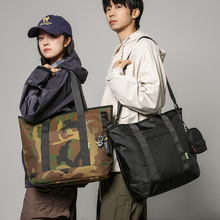 新款ins潮酷大容量牛津布托特包 男士时尚纯色单肩包女出差旅行包