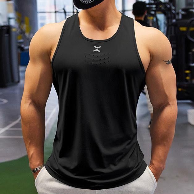 New summer men's sports and fitness sleeveless quick-dry tank top for weightlifting, gym wear, running, and training