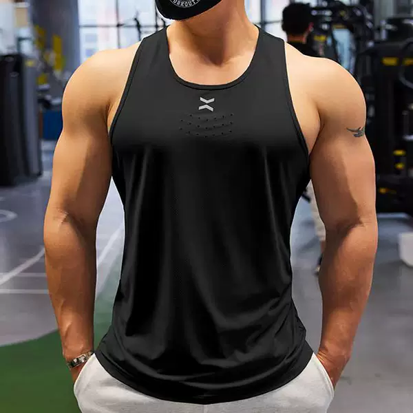 New summer men's sports and fitness sleeveless quick-dry tank top for weightlifting, gym wear, running, and training