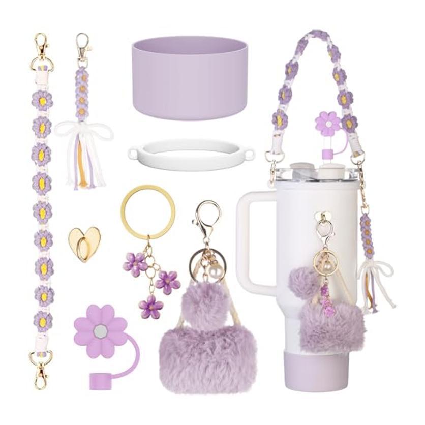 Accesorios de Amazon Stanley 40oz tejido corda de mano flor nudo gorra de paja cubierta taza colgante de pelo