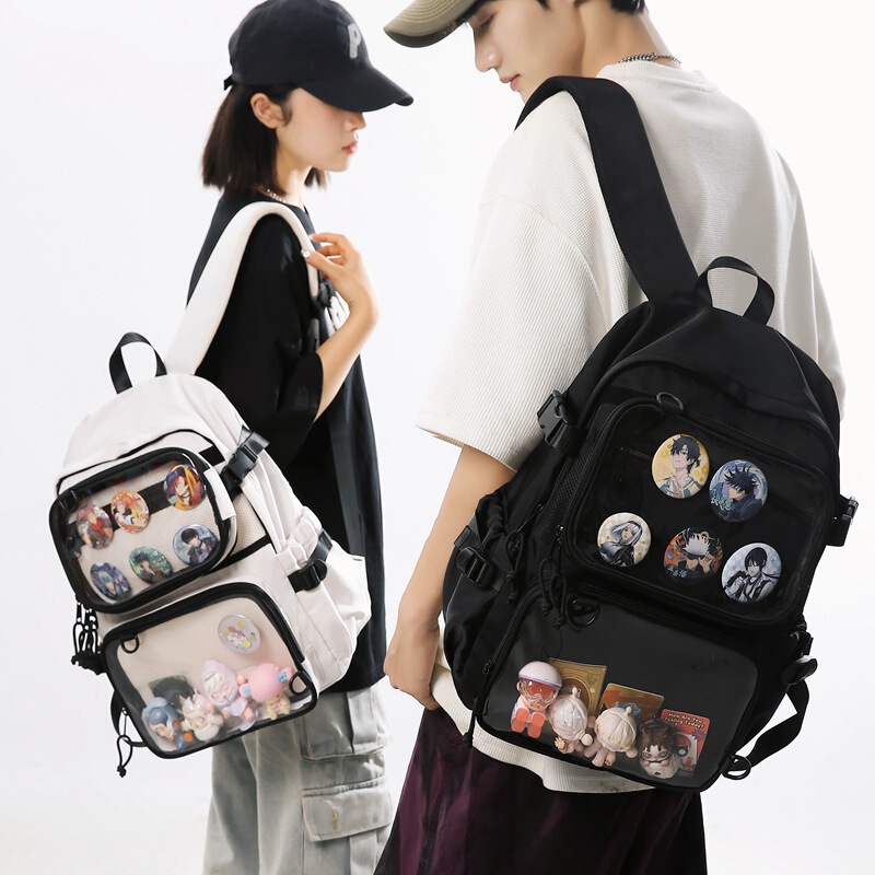 Two-Dimensional Style Backpack, Japanese Ins-Style Detachable Transparent Two-Piece Set, School Bag for Middle and High School Students Two-Dimensional Style Backpack, Japanese Ins-Style Detachable Transparent Two-Piece Set, School Bag for Middle and High School Students