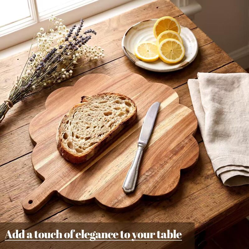 Cross-Border Acacia Wood Fruit Tray with Handle, Decorative Edge Tray for Steak, Deli, Cheese, Snacks, Bread, Candy, Party Cross-Border Acacia Wood Fruit Tray with Handle, Decorative Edge Tray for Steak, Deli, Cheese, Snacks, Bread, Candy, Party