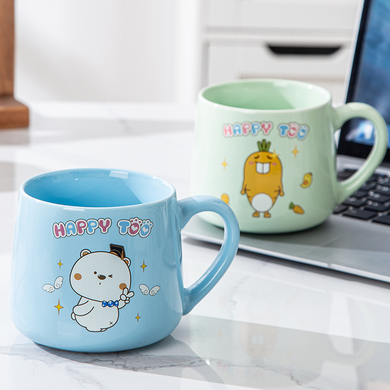 Taza de cerámica macaron con diseño del personaje "Wai Ji Rabbit" - Para café, agua y regalos domésticos - Marca de animación