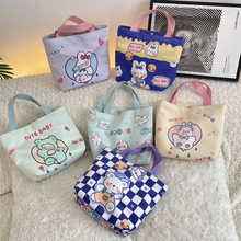 41223 可爱兔子卡通印花手提包大容量帆布包购物袋手拎上班便当包