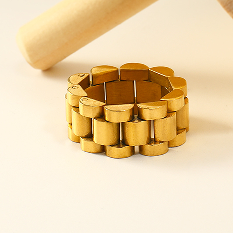 Daily Occasion Titanium Steel Material Chains Print Pattern Lady Chains Print Titanium Steel Plating Rings