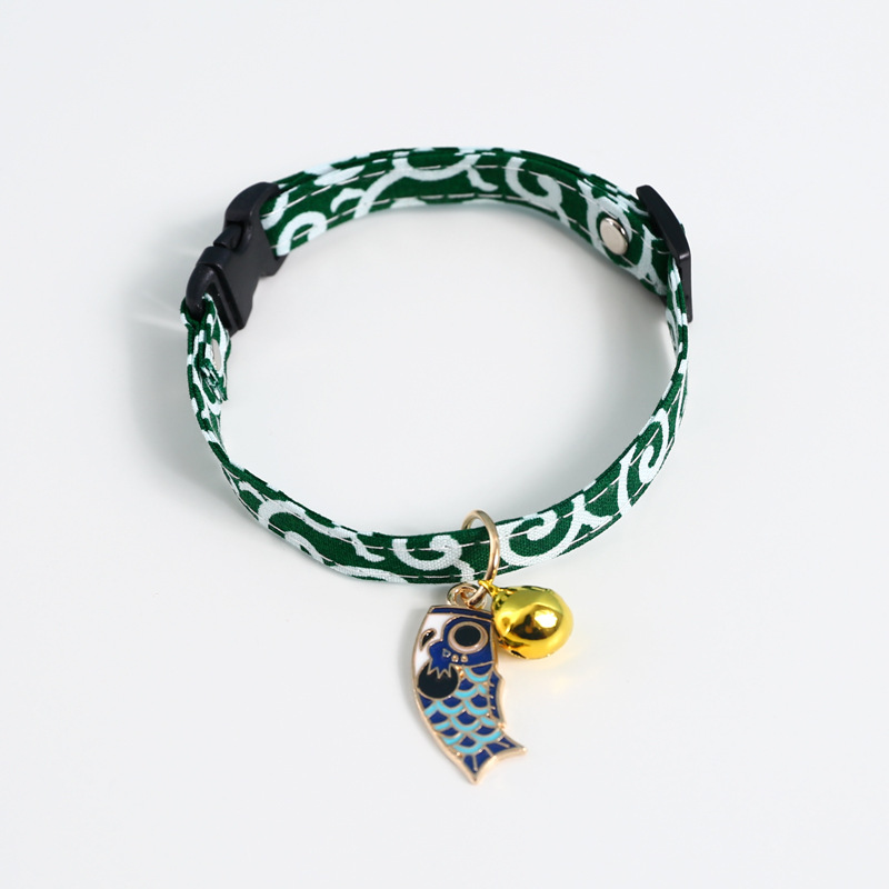 Colgante de campana de koi ajustable, collar de gato de la suerte, collar japonés, pedido, accesorios de comercio exterior, suministros para mascotas, perro, pato