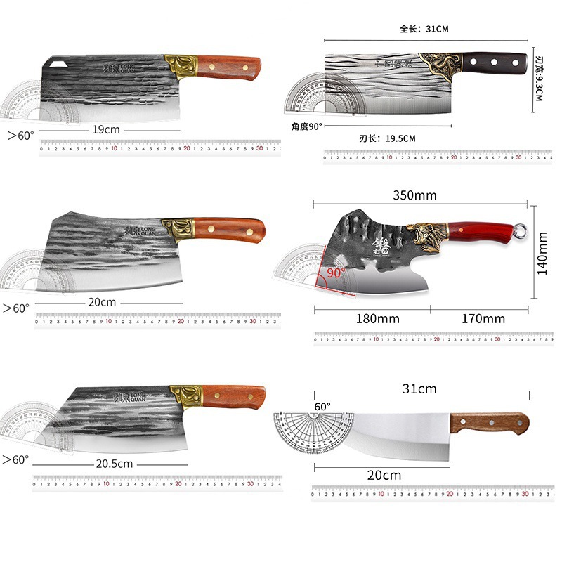 Longquan forjado hueso cuchillo de corte de hueso pesado hueso cuchillo de corte de hueso comercial espeso cuchillo de corte de hueso un agente de corte de hueso no