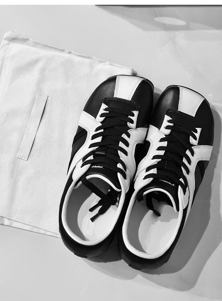 Versione coreana di nicchia con blocchi di colore, allenamento tedesco da donna, con suola spessa, in pelle, da golf e da bowling, casual_voghion.com