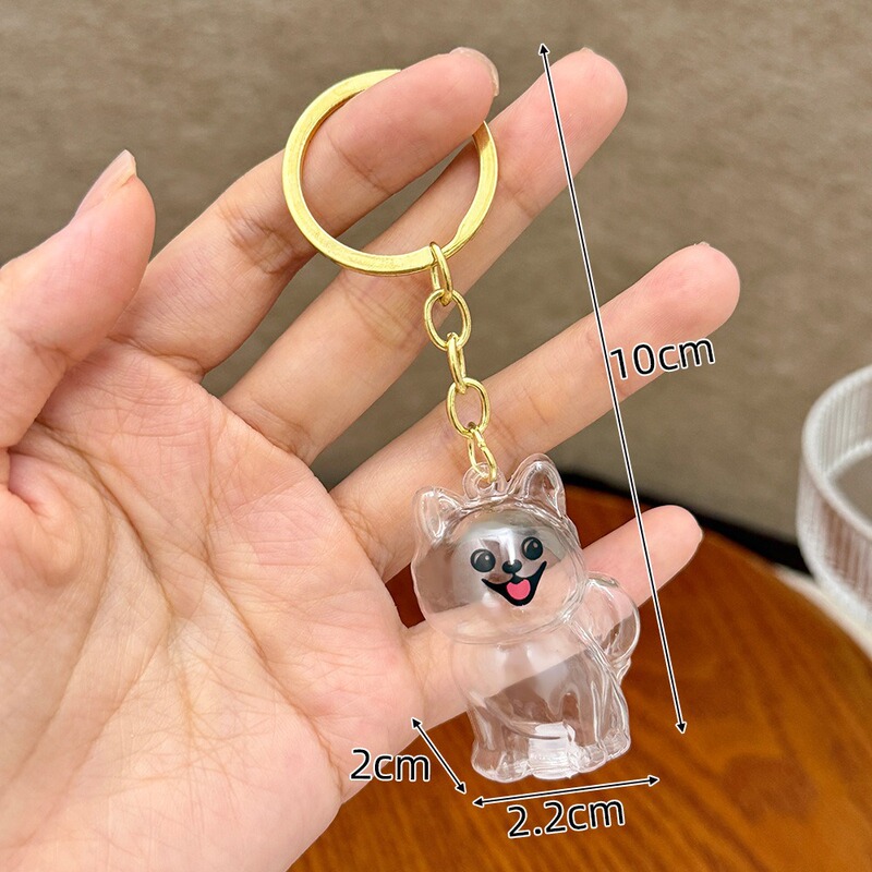 可爱宠物毛发收纳挂饰透明宠物纪念钥匙扣小狗宠物挂牌钥匙扣礼物|undefined