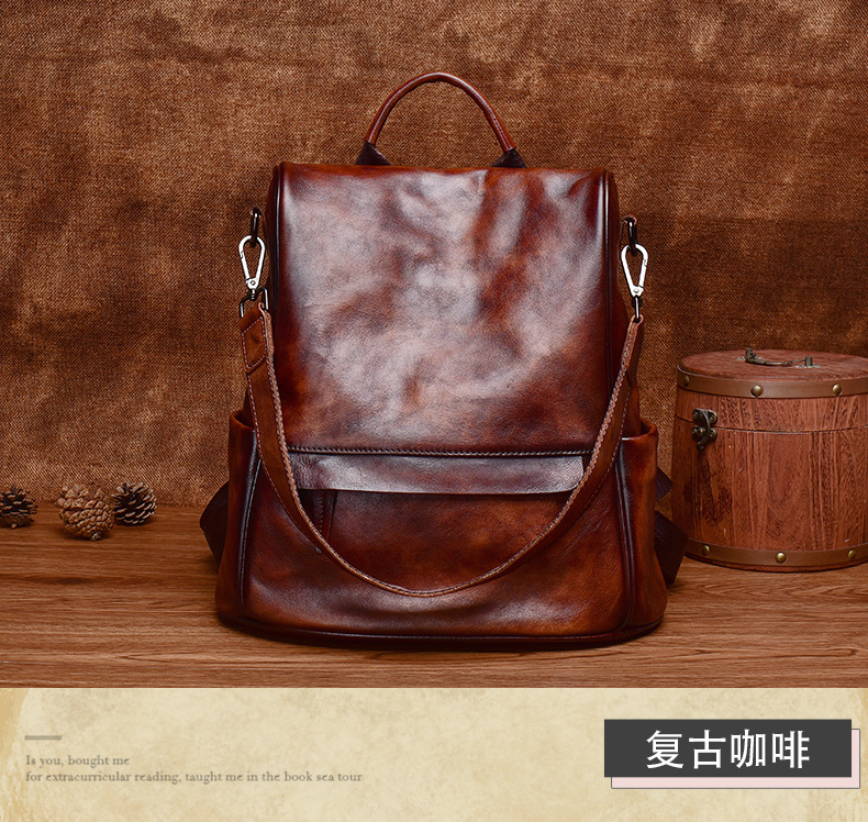 Ba lô retro phong cách Âu Mỹ chống trộm dung tích lớn — Màu đen cổ điển, Cà phê cổ điển, Màu nâu cổ điển chi tiết 11