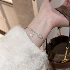 S925 スターリングシルバー Fulu ダブルナチュラルホワイトマザーオブパール 6 ひょうたんブレスレット新しい中国風ニッチデザインハイエンドジュエリー