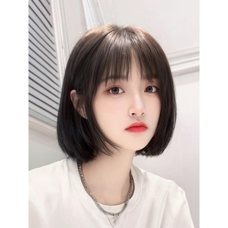 女性用ショートヘアウィッグ、新しいボブヘアフルヘッドカバー、模造人毛、ナチュラルフルヘアスタイルウィッグセット|undefined