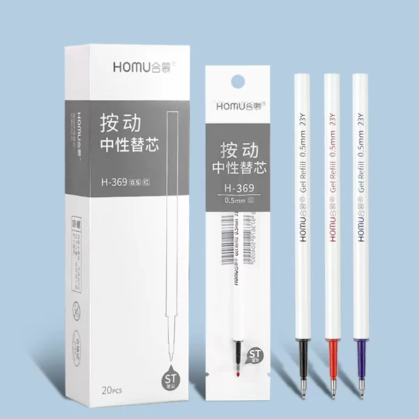 Hemu St Boxed Push-Button Refill Brush Question Pen Special 0.5 Replacement Refill Push-Button Black Red and Blue Large-Capacity Refill