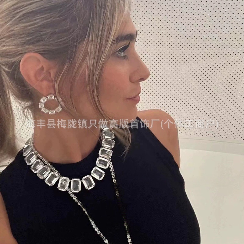 新款跨境多巴胺穿搭推荐gema祖母绿项链水晶millenia锁骨项链批发|undefined