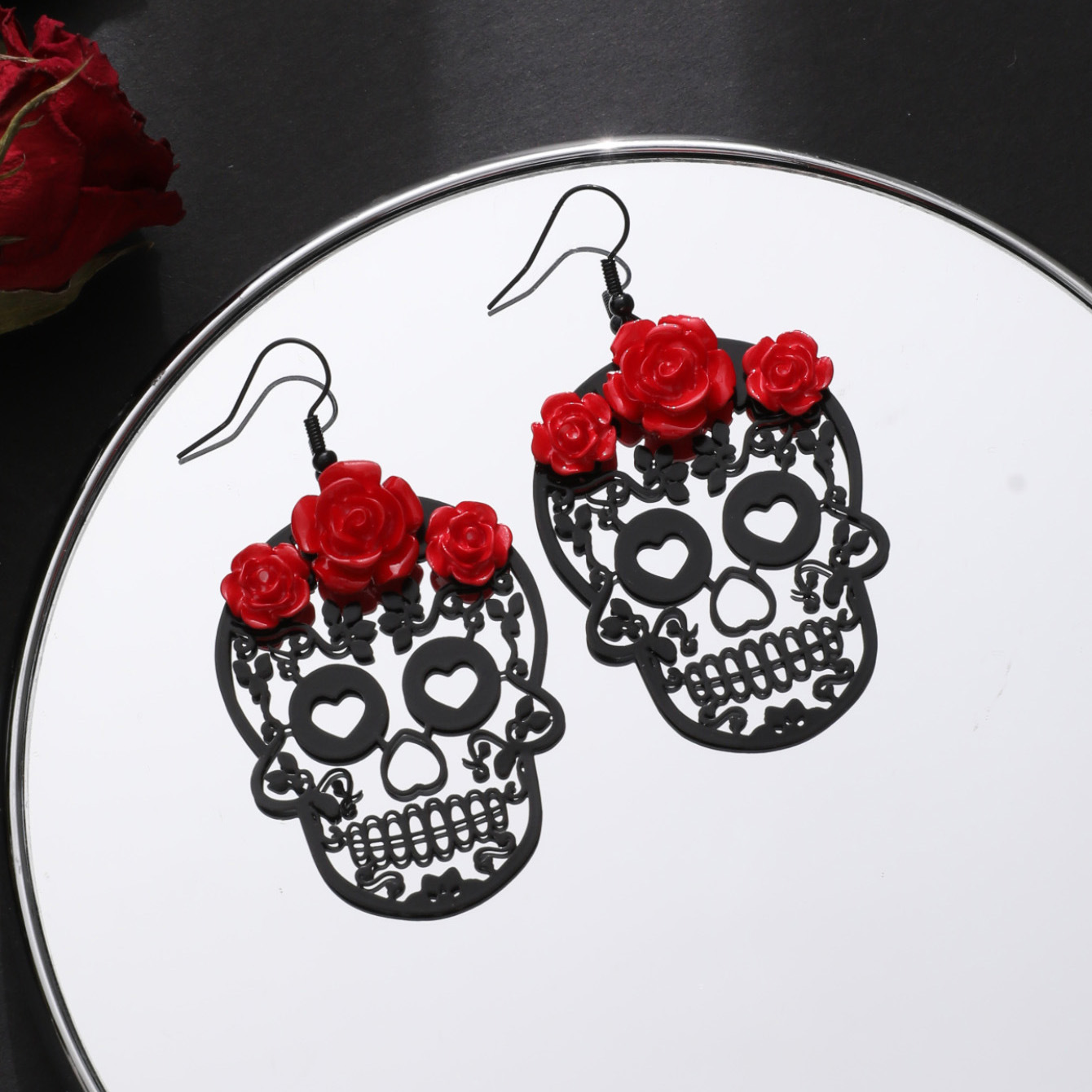 Alloy Material Halloween Festival 1 Pair Halloween Retro Flower Hollow Out Alloy Drop Earrings