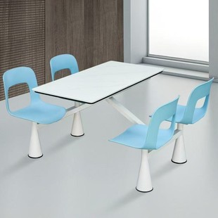 One-Piece Dining Table and Chairs Student School Canteen Dining Table Factory Employee Restaurant Table and Chairs One-Piece Fast Food Dining Table and Chair Combination