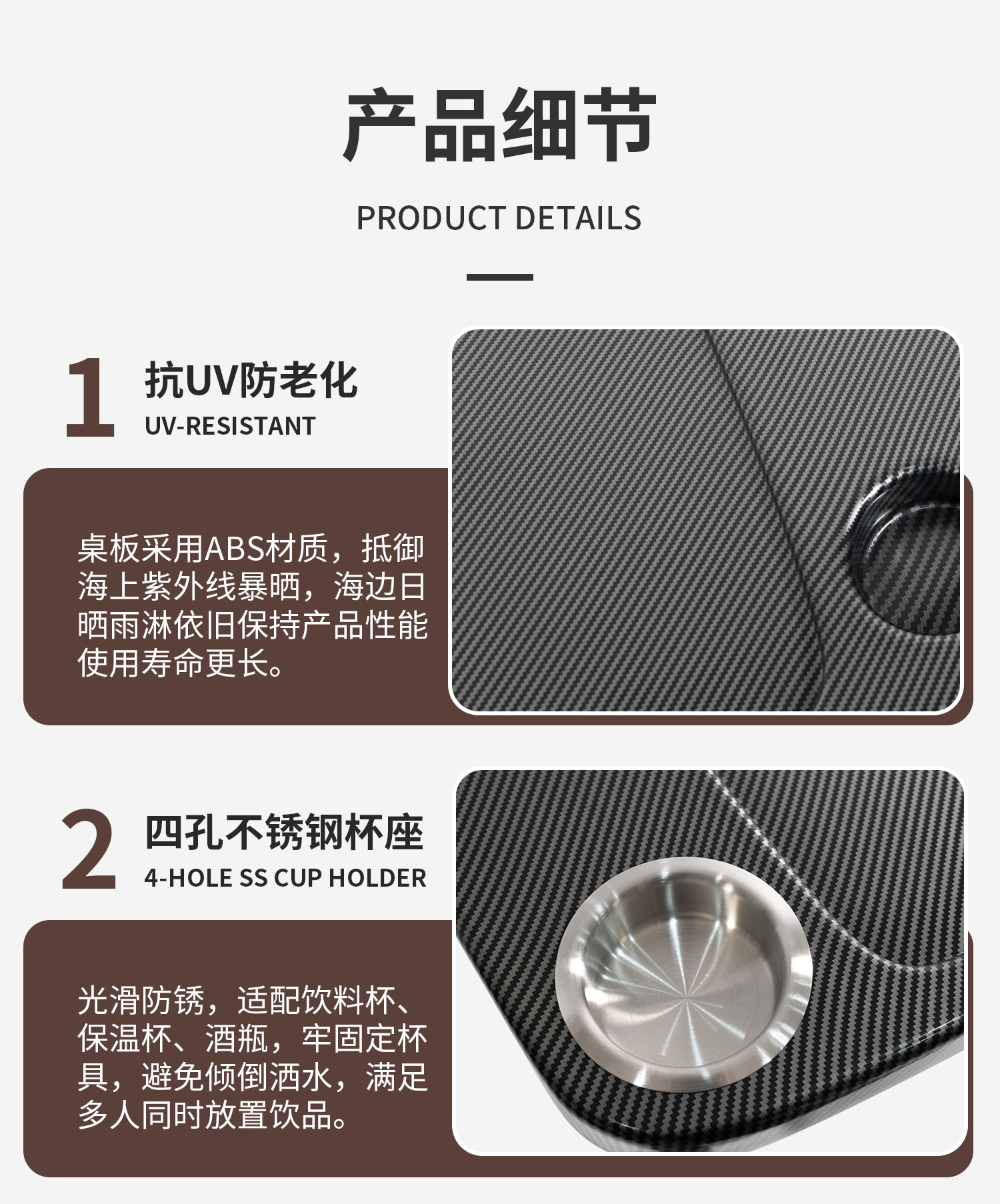 KOETSU RV and Marine Accessories ABS Square Table Deck Coffee Table Boat Square Tea Table Yacht Table