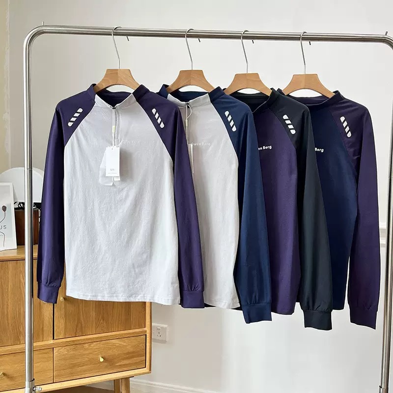 Big factory orders! Men's and Women's American Style Retro Sports Sun Protection Fitness Running Half Zipper Raglan Sleeve Quick-drying T-shirt