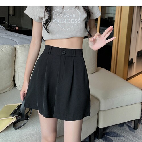 Slim Fit Wide Leg Shorts for Petite Women, Stylish 23 Women's Suit Shorts, Summer High-Waisted Loose Season, Slimming
