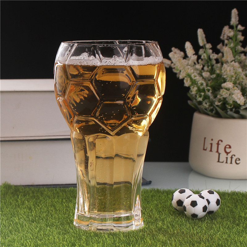 Taza de cerveza de fútbol de cristal de 600ml Copa del mundo de gran fuerza de cerveza de cerveza de restaurante de bar para el hogar