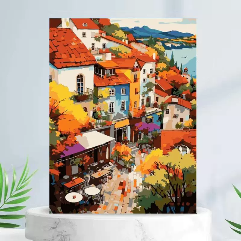 厂家批发油彩画跨境亚马逊diy手绘画外贸数字油画paint by number