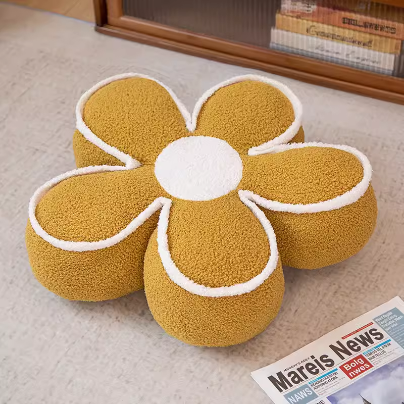 Cojín de Silla de Flor de Peluche de Franela y Algodón PP para Oficina y Hogar