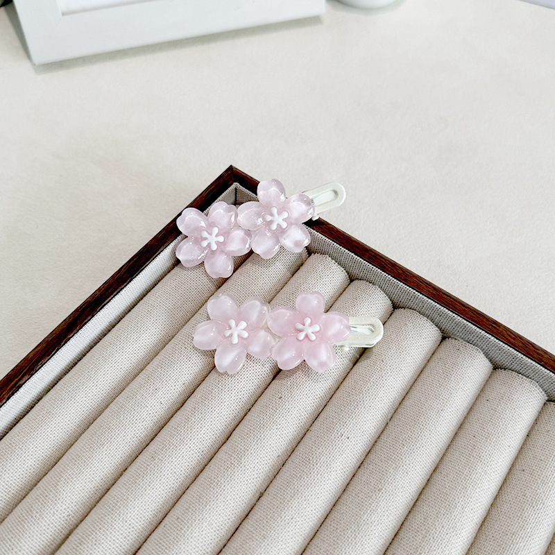 细闪果冻色樱花发夹花朵可爱侧边夹 ins少女夹子刘海碎发夹头饰品|undefined