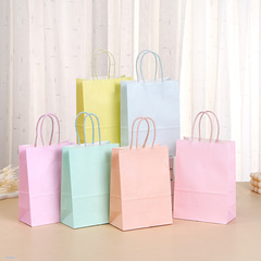 マカロン同色手提げ多色クラフト紙袋マカロン誕生日ギフトバッグ卸売りプリントショッピングバッグ手