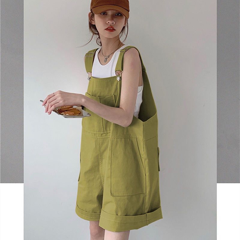 Avocado Workwear Overalls Shorts Set for Women, Petite Size, Summer Thin Style, Loose High-Waisted Slimming Wide-Leg Pants for Women Avocado Workwear Overalls Shorts Set for Women, Petite Size, Summer Thin Style, Loose High-Waisted Slimming Wide-Leg Pants for Women
