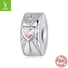 爱心光芒定位扣夹扣diy手链串珠charm 925银珠子饰品配件高级轻奢