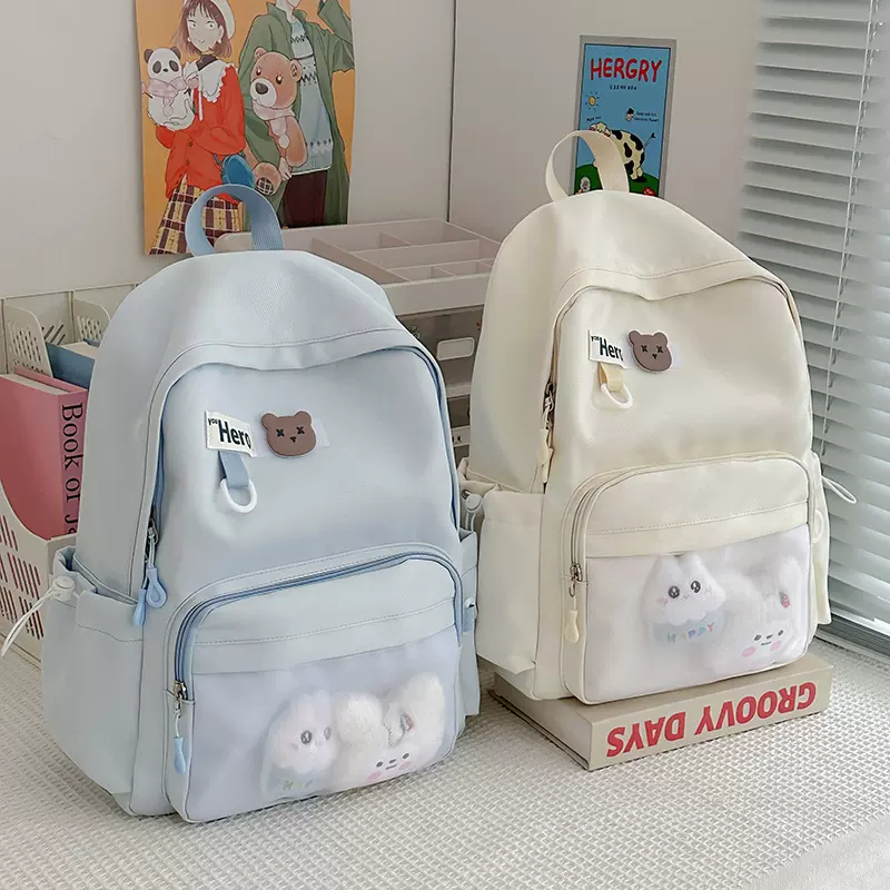 跨境新品背包大容量学生书包轻便减负初中高中大学生书包双肩背包