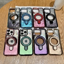 适用iphone15手机壳镜头闪钻苹果14promax渐变羽毛13金属支架硬壳