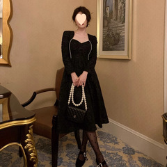 大碼胖提花法式宮廷風連衣裙女秋冬高級感氣質顯瘦中長裙200斤