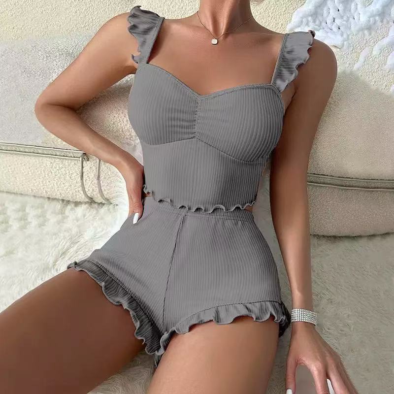 人気のアマゾン売れ筋セクシーサスペンダーパジャマサスペンダーショーツヨーロッパとアメリカンスタイルの女性用パジャマホームウェア2点セット|undefined
