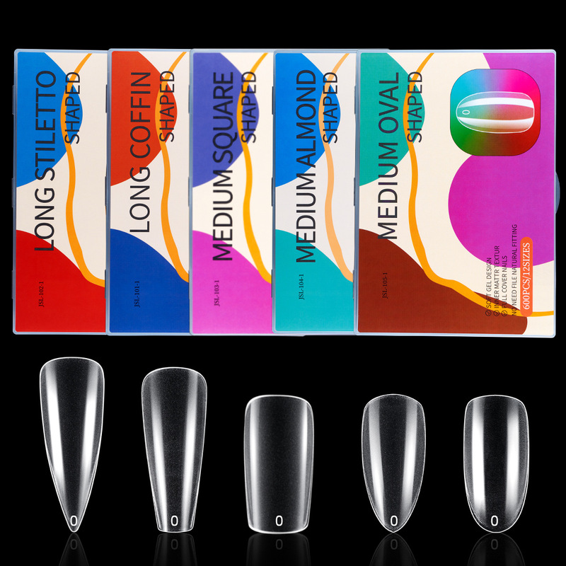 Cross-Border Traceless Frosted Transparent Manicure Nails, No Engraving and Grinding, Stiletto Coffin Wearable Nails, 600 Pieces of Fake Nails