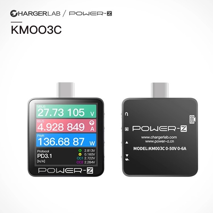 power-z usb测试仪电压电流表快充充电功率检测仪pd诱骗器km003c