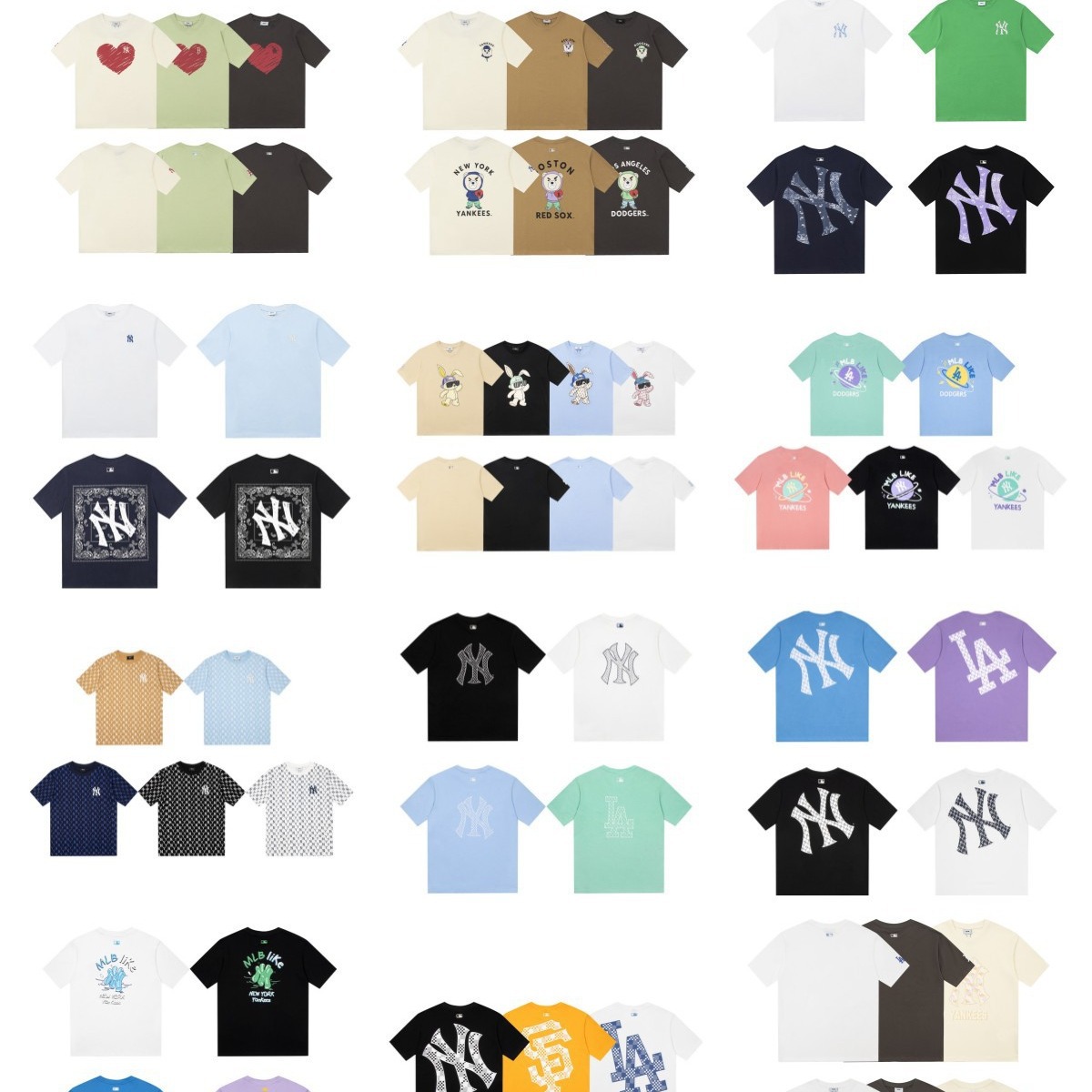 Fábrica al por mayor nueva moda Coreana de alta calidad impresa algodón manga corta hombres y mujeres mismo estilo pareja camiseta suelta soporte código de escaneo