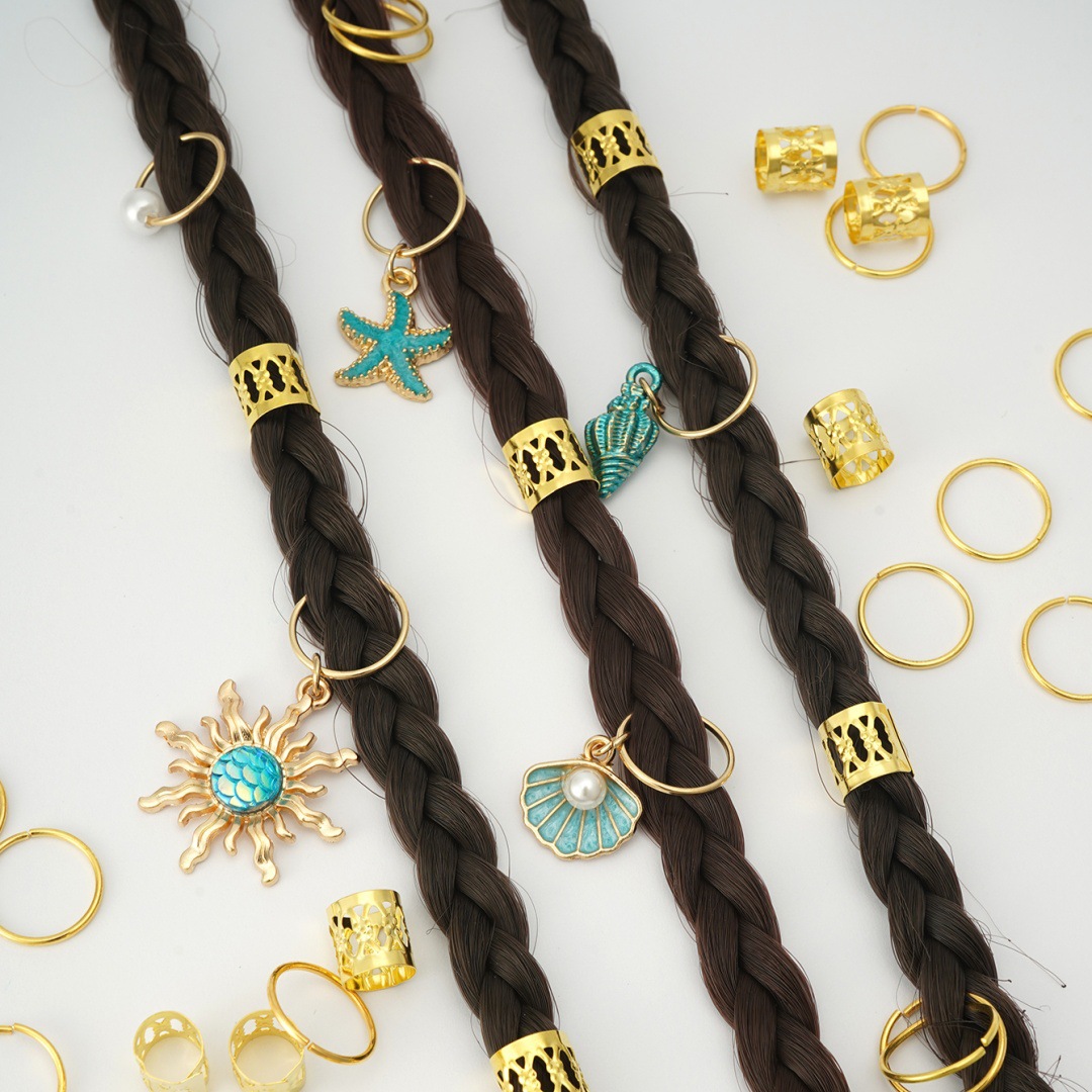 45pcs barroco estrella de mar elemento trenzado sucio accesorios para el cabello verano joyería para el cabello baile y fiesta festival de música anillo para el cabello