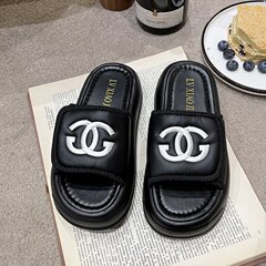 Small Town Embroidered Flat Slipper 2024 New Bathroom Shoes Cute One-Sole Head Shoes Casual Sports Foreign Trade Sandals