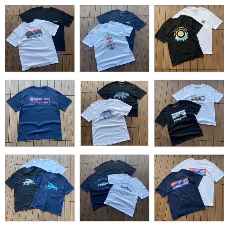 Foreign Trade Wholesale Pat Patagonia Short-Sleeved P-6 Mountains Logo Printed Pocket Couple T-Shirt Foreign Trade Wholesale Pat Patagonia Short-Sleeved P-6 Mountains Logo Printed Pocket Couple T-Shirt