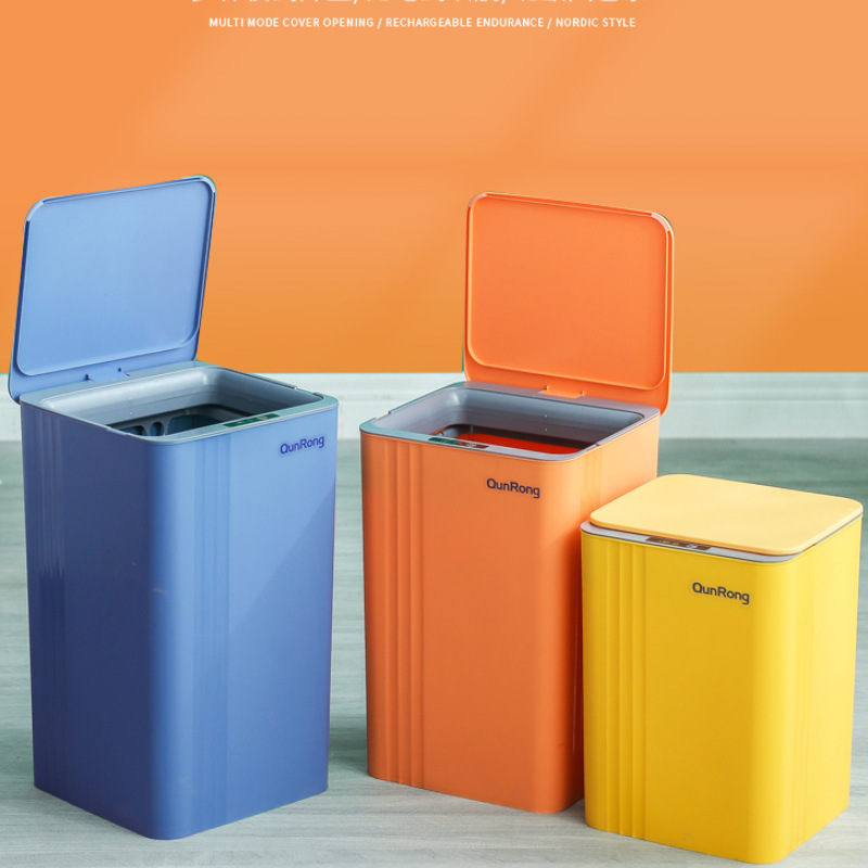 Wholesale smart trash can automatic induction household kitchen bathroom large electric trash can with lid light luxury