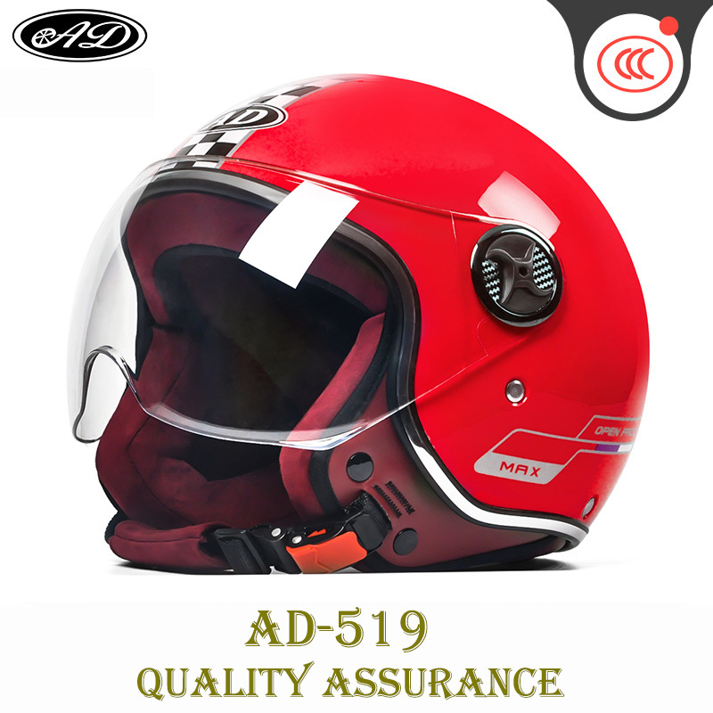 3C Certified Electric, Motuoche Motosiklet kaskı (dəbilqə) - red-checkered-flag-short-transparent-visor