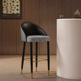 吧台椅家用现代简约酒吧椅高脚凳网红轻奢靠背酒吧凳实木高脚椅子