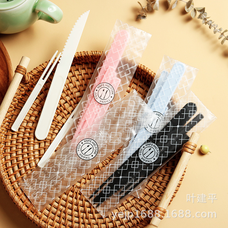 Mid-Autumn moon cake disposable knife and fork transparent plastic fruit plate knife and fork 4 fork moon cake gift box matching set