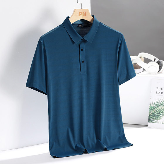 plus size Father Dad Summer Short-sleeved T-shirt Men's Breathable Young People Summer New All-match Comfortable Polo Shirt