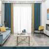 Chinese style Cashmere seamless Mosaic blue Geometric Jacquard curtain a living room Bedroom curtains customized curtain Fabric wholesale