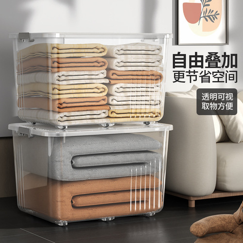 Transparent storage box wholesale bedroom household clothing storage box student book quilt clothing storage and organization box