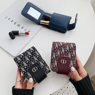 High-End Genuine Leather Lipstick Bag 2025 New Model Exquisite Small Portable Mini Makeup Bag with Mirror for Touch-Up